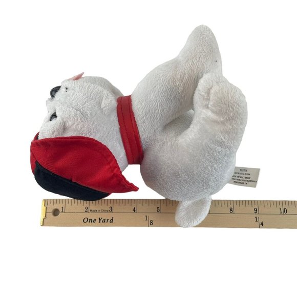 Burton+BURTON White Geogia French Bull Dog Plush 7" Red Black Cap Stuffed Puppy - Picture 5 of 6